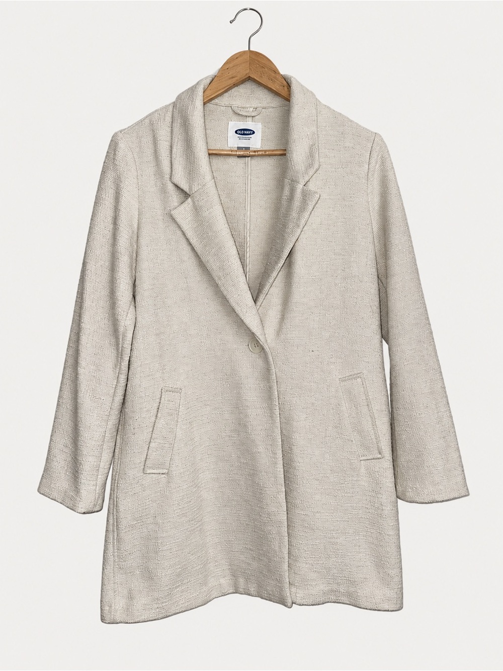 Old Navy Cream Bouclé Longline Blazer Size S